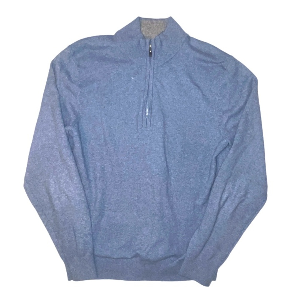 Faherty Heathered Blue Quarter-Zip Sweater